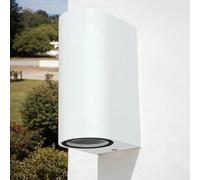 Aplique exterior, lámpara exterior blanca, foco pared casa exterior, IP44, impermeable, H:15,2 cm, GU10, semicircular, terraza, casa, balcón, patio, aplique exterior