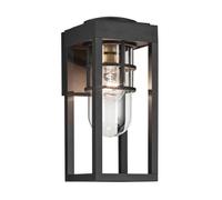 Aplique Exterior Lámpara H: 33 Cm IP44 Negro E27 Cuadrado Rústico Patio