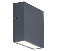 LUTEC Lámpara de pared Gemini XF, de diseño elegante, moderna de aluminio en antracita, adecuada para cualquier pared, garaje, terraza, 9 W, 230 V, 750 lm, 11 x 11 x 3,8 cm