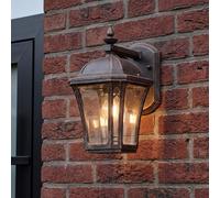 Aplique Exterior Marrón De Aluminio Y Vidrio IP44 H:26,5 Cm E27 Farol De Jardín