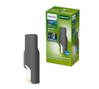 Aplique exterior Philips Fira, 800 lm, 2700 K, PowerShield, IP44 resistente a la intemperie, duradero, aluminio, diseño moderno, LED integrada, gris antracita