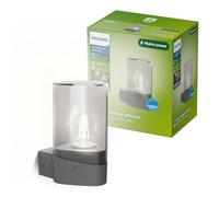 Aplique exterior Philips Nayl, 840 lm, 2700 K, PowerShield, IP44 resistente a la intemperie, duradero, aluminio, diseño moderno, con bombillas LED ultraeficientes, gris antracita