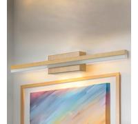 Aplique LED baño IP44 W: 50 cm blanco neutro 4000 K 820 lm acero inoxidable en aspecto madera espejo aplique baño