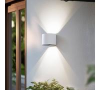Aplique LED para exterior Lindby Smart Dara, blanco, redondo, CCT RGB, Tuya