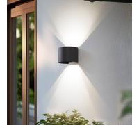Aplique LED para exterior Lindby Smart Dara, gris, redonda, CCT RGB, Tuya