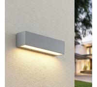 Aplique LED para exterior Lucande Lengo, 25 cm, plateada, luz hacia abajo,