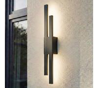 Aplique LED para exterior Sakari de Lindby, negro, aluminio, altura 59 cm
