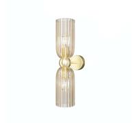 Aplique Metal Cristal Oro Coñac H: 43,5 CM E14 Up Down Wandleuchte 2-flammig