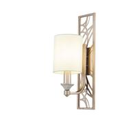Aplique Metal Tela H:42CM En Crema de Oro Blanco E14 Wandleuchte dormitorio