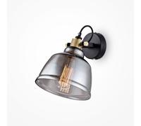 Aplique Metal Vidrio Ahumado B: 20 CM E27 Ajustable Foco Reflector Luz de Pared