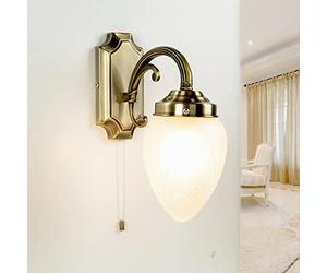 Aplique metal vidrio bronce salón comedor cocina A: 28 E14 máx 40W interruptor de tirador Aplique Art Nouveau pasillo MAHJA