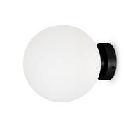 Aplique Negro Blanco E14 Redondo Ø 20CM Pantalla de Bola Vidrio Metal Luz Pared