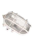 Aplique ovalado de plástico con material aislante y difusor de vidrio, E27, rejilla de protección, color: blanco, Max: 60W, uso externo: IP44