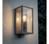 Aplique para exterior Lindby Peldar, antracita/transparente, 26 cm, sensor