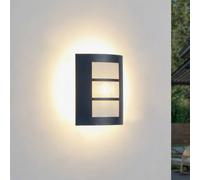 Aplique para exterior Lindby Vimal, E27, 26 cm, negro, aluminio True