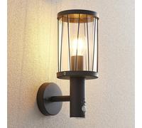 Aplique para exterior Lindby Yonan, altura 34 cm, antracita, sensor True