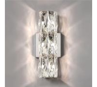 Aplique pared cristal y metal cromado posmoderno G4, accesorio iluminación for cabecero cama, for interior, sala estar, dormitorio, mesita noche, lámpara hotel, blanco cálido, regulable(30cm)