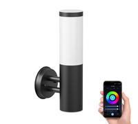 Aplique PORU para exterior acero inoxidable negro redondo + Lámpara LED Smart