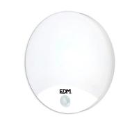 EDM 32538 Aplique Redondo Exterior LED 15W 1250lm 6400K IP54 Ø25x4,9mm con Sensor DE Movimiento, 15 W, Neutro