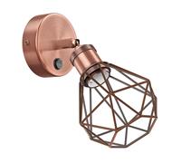 Aplique RETRA interruptor bronce mate redondo casquillo E27 jaula pantalla