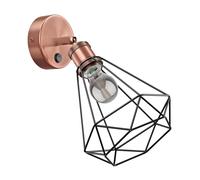 Aplique RETRA interruptor bronce mate redondo jaula pantalla + LED lámpara