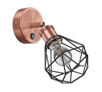 Aplique RETRA interruptor bronce mate redondo; pantalla jaula + lámpara LED
