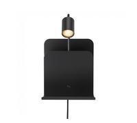 Nordlux Lámpara de pared Roomi con estante y USB, negro