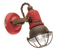 Aplique Shabby Cerámica B: 9 Cm Pequeño Ajustable Hecho A Mano Rojo E14 Lámpara