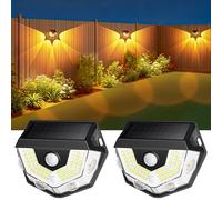 Aplique Solar Exterior Pared, 2 Piezas superbrillantes 270 LED Solares Exteriores Jardin 3 modos Luz Solar Jardin Led Lámpara de pared Solar Exterior IP65 Impermeable para Jardín, Garaje, Calle, Patio