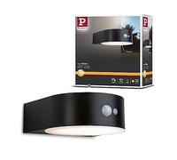 Paulmann Eileen 94570 - Lámpara de pared solar para exteriores (IP44, 3000 K, 3000 lm, incluye 1 bombilla de 5,5 W, luz blanca cálida, color negro, inalámbrico, plástico recargable)