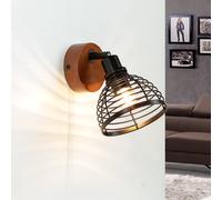 Aplique Spot Retro De Madera Y Metal E14 Para Habitación Juvenil Interior