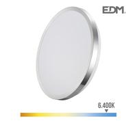 Edm Aplique LED de Superficie Marco Cromado 12W Luz Fría 6500K 1160 Lm Ø26 x 5.8 cm