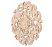 Aplique Tallado de Madera Redondo de 24cm sin Pintar | Flores Talladas, Calcomanías para Pared y Espejo, para Repisa, Puerta, Cama, Techo y Tocador
