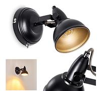 Aplique Tina, aplique regulable de metal en negro/oro, 1 luz, 1 casquillo E14, punto de pared en diseño retro/vintage, sin bombilla(s)