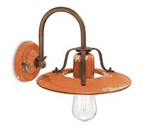 Aplique vintage Country hierro y cerámica naranja 1 luz E27 25 cm