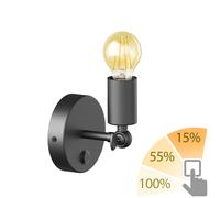 Aplique vintage E27 interruptor FETRO negro orientable + lámpara LED oro max. [EEK: E]