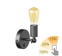 Aplique vintage E27 interruptor FETRO negro orientable + LED vintage oro [EEK: E]
