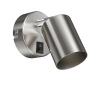 ledscom.de Aplique WAIKA, interruptor, acero inoxidable mate, redondo, 1x GU10 máx. 60W