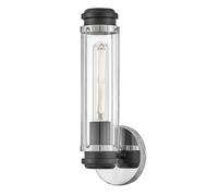 Aplique Wandleuchte Malo Cristal Metal IP44 en Cromo Negro H:35CM E27 Vintage