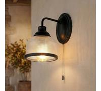 Aplique Wandleuchte Negro Transparente E27 Cristal Metal con Conector Cocina Bad