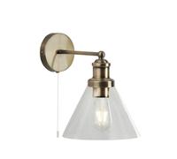 Aplique Wandleuchte Vintage Interruptor Tirador En Latón Antiguo Claro E27 Glas