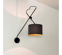 Aplique XXL regulable con interruptor de metal y tela en gris E14 A: 65cm D: 60cm Loft Vintage para salón loft dormitorio aplique