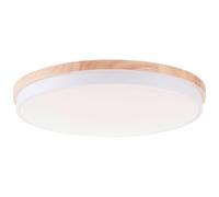 Aplique y plafón LED brillante con mando a distancia y CCT (3000 K - 6500 K) y marco de madera marrón claro de árbol de caucho | Ø 50 cm | 36 W | 4500 lm | fabricado en/plástico/metal/madera