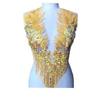 Apliques, cuentas, diamantes de imitación, encaje, parches flores perforadores, accesorios hechos a mano for vestidos, disfraces(Yellow)