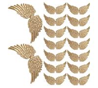 Apliques de Alas de Ángel de Tela para Manualidades DIY(Dorado) | 16 piezas Textura Detallada, Diseño Ligero y Suave, Decoración Navideña