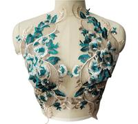 Apliques de bordado, apliques de encaje, 2 piezas de tela de encaje verde, apliques de vestido de flores bordados, adornos, parches de costura de malla de cuello clásico for vestido de decoración de b