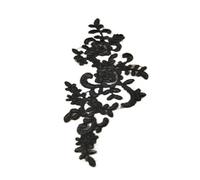 Apliques de encaje 3D bordados, velo boda, adornos for la cabeza, delicados, 22 colores,5x12cm(Black)