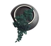 Apliques de encaje 3D bordados, velo boda, adornos for la cabeza, delicados, 22 colores,5x12cm(Green)