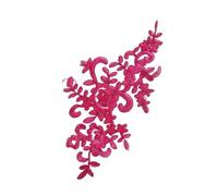 Apliques de encaje 3D bordados, velo boda, adornos for la cabeza, delicados, 22 colores,5x12cm(Rose)