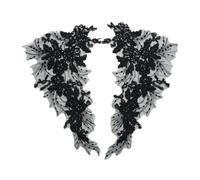 Apliques de encaje bordado floral vestido novia flores paquete 2 negro 22 cm x 40